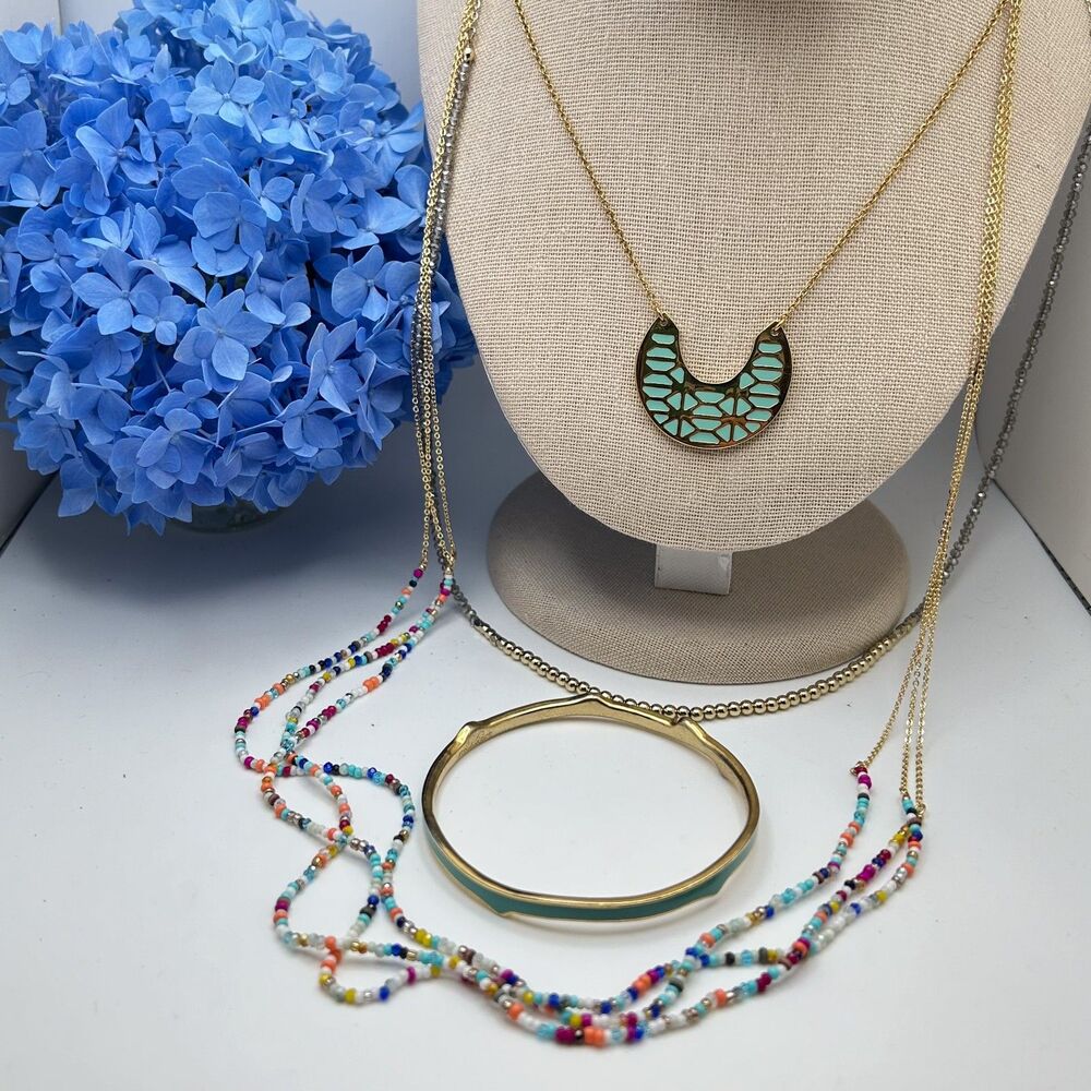 Stella & Dot and Loft Small Lot Colorful Gold Tone Jewelry Bangle Necklaces